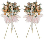 Tripod Flower Display Stand, 39.4" Tall, 2 Pcs, for Grand Opening in 31.5"/39.4" in Metallic Gold