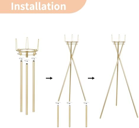 Tripod Flower Display Stand, 39.4" Tall, 2 Pcs, for Grand Opening in 31.5"/39.4" in Metallic Gold, alternate view 4
