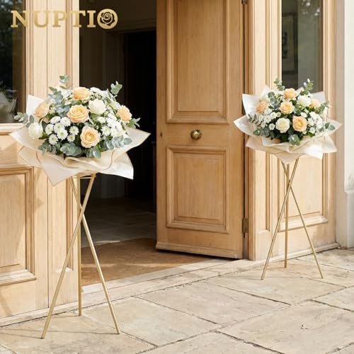 Tripod Flower Display Stand, 39.4" Tall, 2 Pcs, for Grand Opening in 31.5"/39.4" in Metallic Gold, alternate view 6