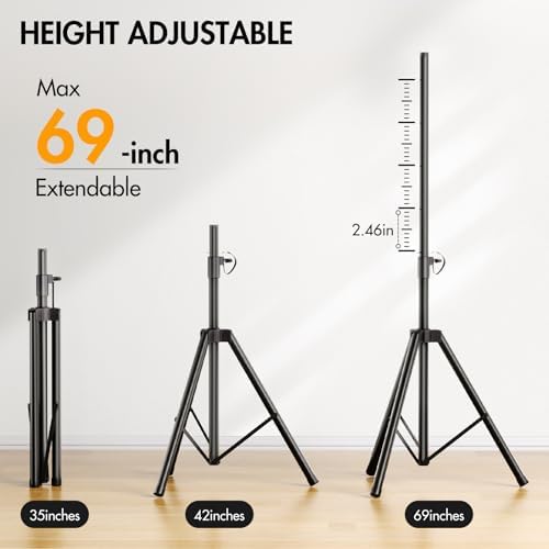 Tripod Speaker Stands Pair,35''to 69'' PA DJ Tripod Stand, alternate view 2
