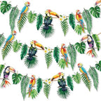 Tropical Banner Hawaiian Garland 2 Pack 6.6FT, Luau Party Decorations, Hawaiian Decorations with Palm Leaves &