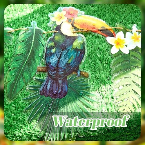 Tropical Banner Hawaiian Garland 2 Pack 6.6FT, Luau Party Decorations, Hawaiian Decorations with Palm Leaves &, alternate