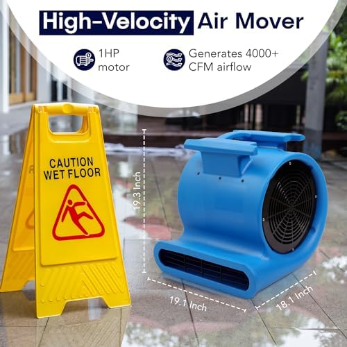 True 1 HP 4000 CFM 3-Speed Air Mover Blower Fan, All-Copper Motor, alternate view 2