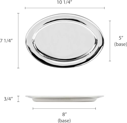 TrueCraftware-10” Stainless Steel Oval Platter Set of 2- Serving Platters for Appetizer Snack Fruit Cup Cake, alternate view