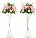 Trumpet Vase Flower Display Stand, 31.1" Tall, Metal, 2 Pcs in Pink, White