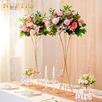 Trumpet Vase Flower Display Stand, 31.1" Tall, Metal, 2 Pcs in Pink, White, alternate view 2