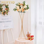 Trumpet Vase Flower Display Stand, 31.1" Tall, Metal, 2 Pcs in Pink, White, alternate view 4