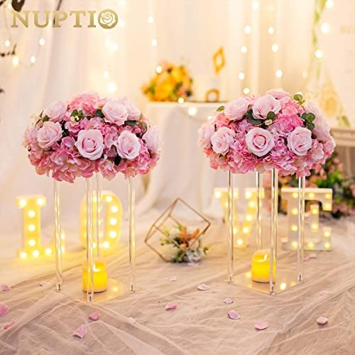 Trumpet Vase Flower Stand, 24" Tall, Siver, Set of 10 in Clear, alternate view 2