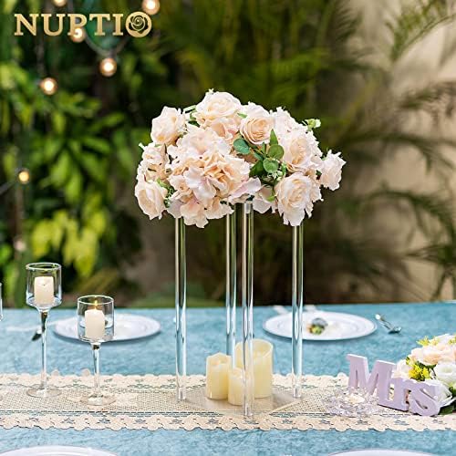 Trumpet Vase Flower Stand, 24" Tall, Siver, Set of 10 in Clear, alternate view 4