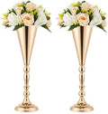Trumpet Vase for Wedding Centerpiece: Gold, 16.5in, 2 Pcs in Gold