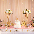 Trumpet Vase for Wedding Centerpiece: Gold, 16.5in, 2 Pcs in Gold, alternate view 2