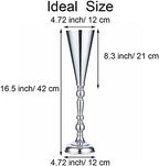 Trumpet Vase for Wedding Centerpiece: Silver, 16.5in, 2 Pcs in Silver, alternate view 3