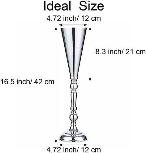 Trumpet Vase for Wedding Centerpiece: Silver, 16.5in, 2 Pcs in Silver, alternate view 3