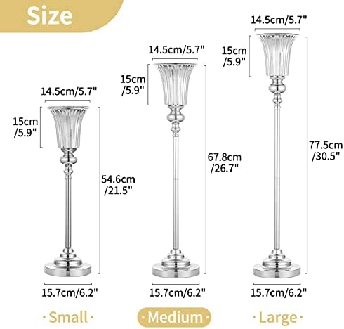 Trumpet Vases Centerpiece Stand, 26.7" Tall, Metal, Silver, 2 Pcs in Silver, alternate view 3