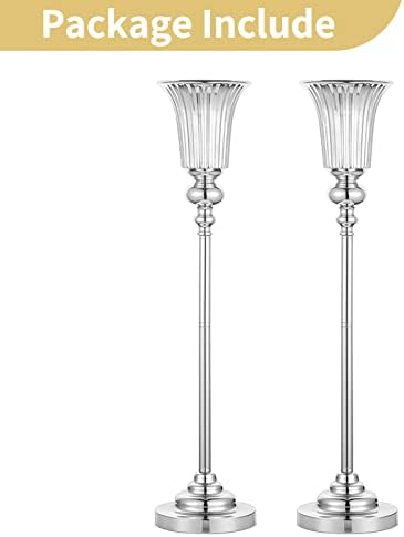 Trumpet Vases Centerpiece Stand, 26.7" Tall, Metal, Silver, 2 Pcs in Silver, alternate view 6