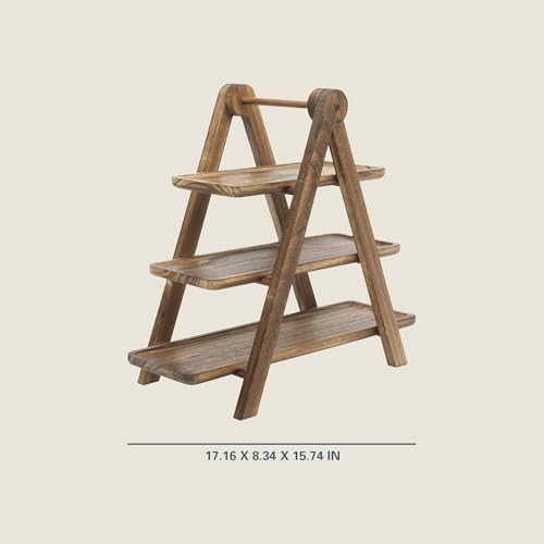 Truss Peak 3 Tier Serving Tray for Party, 18" Acacia Wood Cupcake/Charcuterie/Dessert Farmhouse Tiered Platters, alternate