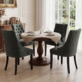 Tufted Dining Chairs, Upholstered Accent Chairs with Nailhead Trim Solid Wood Legs for Kitchen & Dining Room