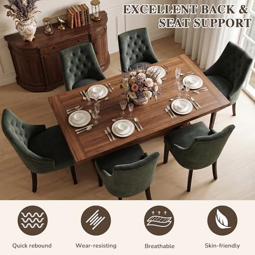 Tufted Dining Chairs, Upholstered Accent Chairs with Nailhead Trim Solid Wood Legs for Kitchen & Dining Room, alternate view