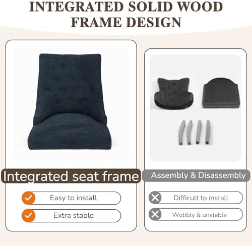 Tufted Dining Chairs, Upholstered Accent Chairs with Nailhead Trim Solid Wood Legs for Kitchen & Dining Room, alternate view
