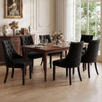 Tufted Dining Chairs, Upholstered Accent Chairs with Nailhead Trim Solid Wood Legs for Kitchen & Dining Room