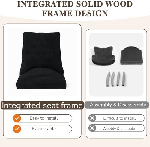 Tufted Dining Chairs, Upholstered Accent Chairs with Nailhead Trim Solid Wood Legs for Kitchen & Dining Room, alternate view