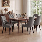 Tufted Dining Chairs, Upholstered Accent Chairs with Nailhead Trim Solid Wood Legs for Kitchen & Dining Room