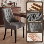 Tufted Dining Chairs, Upholstered Accent Chairs with Nailhead Trim Solid Wood Legs for Kitchen & Dining Room, alternate view