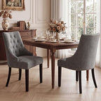 Tufted Dining Chairs, Upholstered Accent Chairs with Nailhead Trim Solid Wood Legs for Kitchen & Dining Room, alternate view