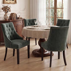 Tufted Dining Chairs, Upholstered Accent Chairs with Nailhead Trim Solid Wood Legs for Kitchen & Dining Room, alternate view