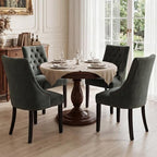 Tufted Dining Chairs, Upholstered Accent Chairs with Nailhead Trim Solid Wood Legs for Kitchen & Dining Room, alternate view
