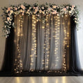 Tulle Backdrop Curtain with Lights 10x10FT Black Sheer Curtains in 10x10FT