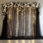 Tulle Backdrop Curtain with Lights 10x10FT Black Sheer Curtains in 10x10FT