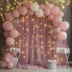 Tulle Backdrop Curtain with Lights 10x10FT Dusty Rose Sheer Curtains in 10x10FT, alternate view 3