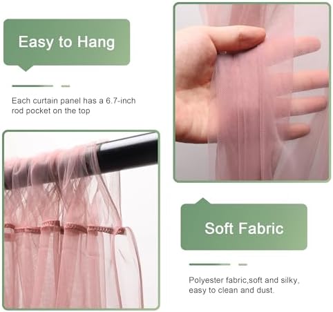 Tulle Backdrop Curtain with Lights 10x10FT Dusty Rose Sheer Curtains in 10x10FT, alternate view 5