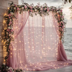 Tulle Backdrop Curtain with Lights 10x10FT Dusty Rose Sheer Curtains in 10x10FT, alternate view 7