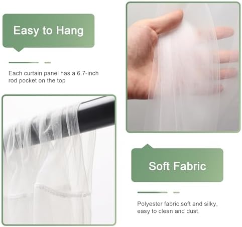Tulle Backdrop Curtain with Lights 10x10FT Ivory Sheer Tulle Curtain in 10x10FT, alternate view 4