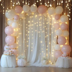 Tulle Backdrop Curtain with Lights 10x10FT Ivory Sheer Tulle Curtain in 10x10FT, alternate view 5