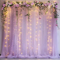 Tulle Backdrop Curtain with Lights 10x10FT Lavender Sheer Curtains in 10x10FT