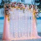 Tulle Backdrop Curtain with Lights 10x10FT Pink Sheer Tulle Curtains in 10x10FT, alternate view 7
