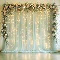 Tulle Backdrop Curtain with Lights 10x10FT Sage Green Sheer Curtains in 10x10FT