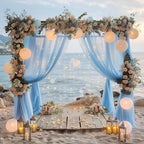 Tulle Backdrop Curtain with Lights 10x8FT Baby Blue Sheer Curtains in 10x8FT, alternate view 6