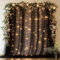Tulle Backdrop Curtain with Lights 10x8FT Black Sheer Tulle Curtains in 10x8FT