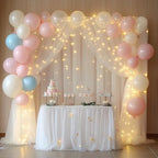 Tulle Backdrop Curtain with Lights 10x8FT Ivory Sheer Tulle Curtains in 10x8FT, alternate view 5