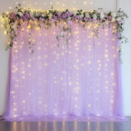 Tulle Backdrop Curtain with Lights 10x8FT Lavender Sheer Curtains in 10x8FT