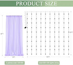 Tulle Backdrop Curtain with Lights 10x8FT Lavender Sheer Curtains in 10x8FT, alternate view 2