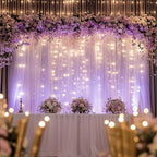 Tulle Backdrop Curtain with Lights 10x8FT Lavender Sheer Curtains in 10x8FT, alternate view 7