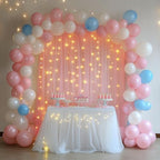Tulle Backdrop Curtain with Lights 10x8FT Peach Sheer Curtains in 10x8FT, alternate view 5