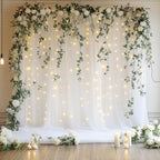 Tulle Backdrop Curtain with Lights 10x8FT White Sheer Tulle Curtains in 10x8FT