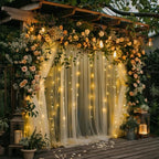Tulle Backdrop Curtain with Lights 20x10FT Champagne Sheer Curtains in 20x10FT, alternate view 7