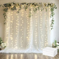Tulle Backdrop Curtain with Lights 20x10FT Ivory Sheer Curtains in 20x10FT
